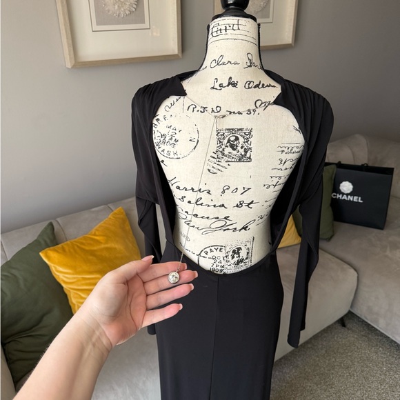 Zara Black Long Sleeve Draped Dress - Picture 5 of 7